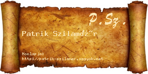 Patrik Szilamér névjegykártya